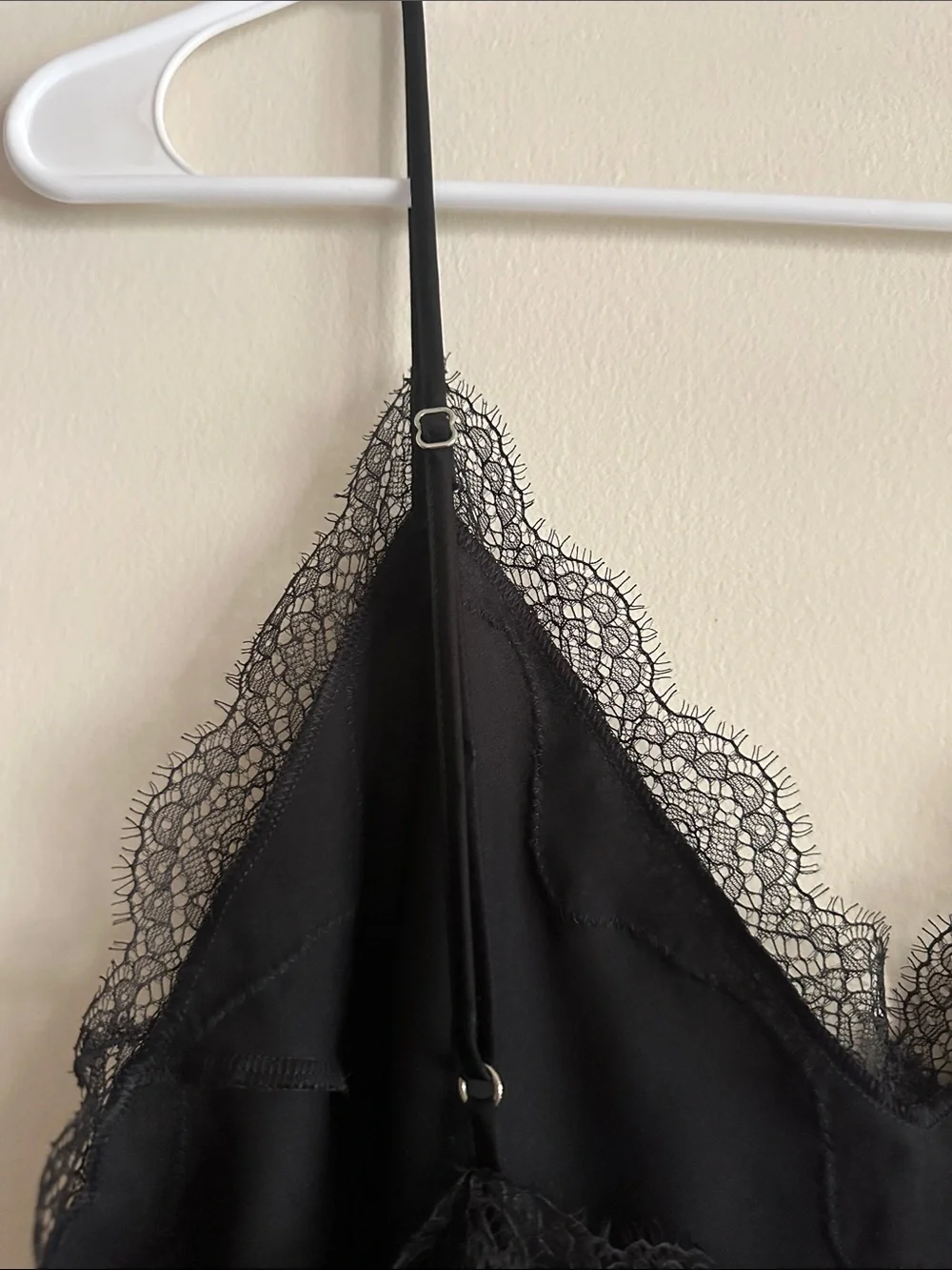 Victoria's Secret Black Satin Cami with Lace Trim